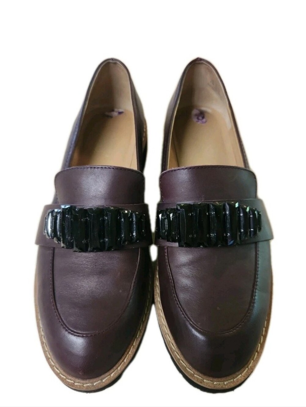 NEW Franco Sarto Womens Size 8.5M  Carver Bejeweled Platform Leather Loafer